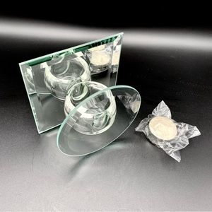 INFINITY Mirror Candle Holder 4.5” Square Vintage Tea Light Candle Included NWOB